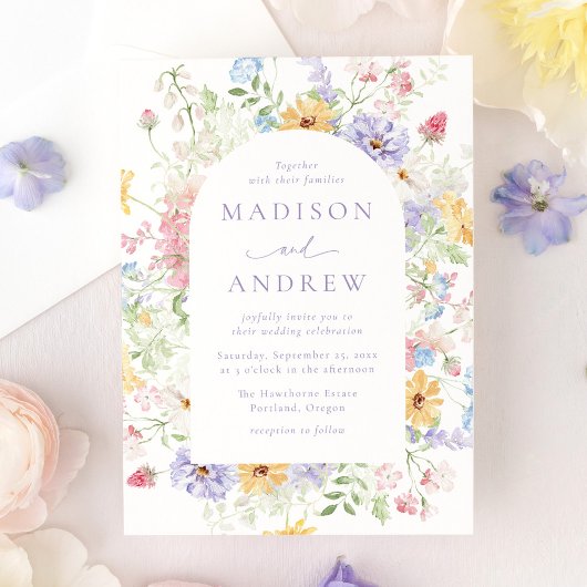 Invitation Elegant Pastel Wildflower Garden Wedding