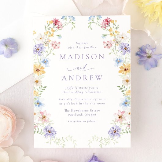 Invitation Elegant Pastel Wildflower Garden Wedding