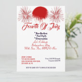 Invitation Élégant Patriotique 4 Juillet Firecrackers Parti B (Debout devant)