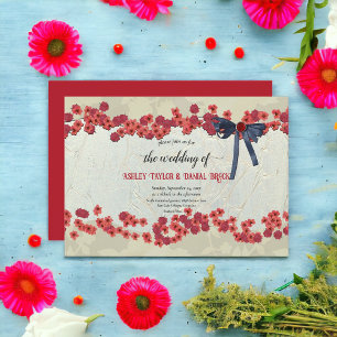 Invitation Elégant Pays Bourgogne Floral Rustic Mariage