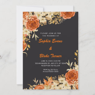 Invitation Elégant Pays Orange Rose Grey Mariage
