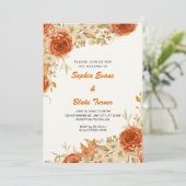 Invitation Elégant Pays Orange Rose Mariage de crème blanche (Debout devant)