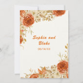 Invitation Elégant Pays Orange Rose Mariage de crème blanche (Dos)