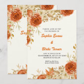 Invitation Elégant Pays Orange Rose Mariage de crème blanche (Devant / Derrière)