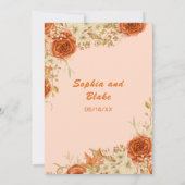Invitation Elégant Pays Orange Rose Orange Crème Mariage (Dos)