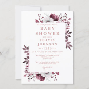 Invitation Élégant Pays Rose Floral Tout En Un Baby shower