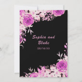 Invitation Elégant Pays Rose Roses Mariage noir (Dos)