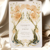 Invitation Élégant Peach Apricot Art Nouveau Mariage