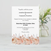 INVITATION ÉLÉGANT PEACH APRICOT MARIAGE DE DIAMANT FLORAL (Debout devant)
