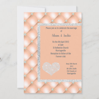 INVITATION ÉLÉGANT PEACH APRICOT MARIAGE DE DIAMONNE CARDIAQU