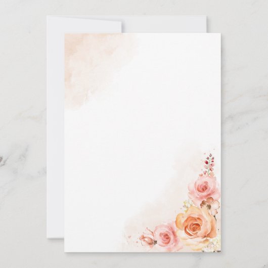 Invitation Élégant Peach Blush Floral Boho Mariage (Dos)