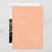 Invitation Elegant Peach Boho Photo QR Code Mariage (Devant / Derrière)