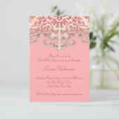 Invitation Elegant Peach Coral First Communion (Debout devant)