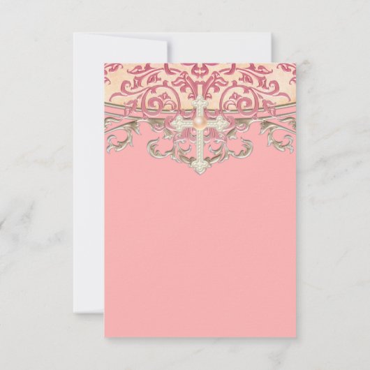 Invitation Elegant Peach Coral First Communion (Dos)