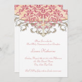 Invitation Elegant Peach Coral First Communion (Devant / Derrière)