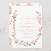 Invitation Elegant Peach Floral Botanical Wedding (Devant / Derrière)