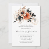 Invitation Élégant Peach Grey Floral Bible Mariage chrétien (Devant)