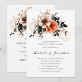 Invitation Élégant Peach Grey Floral Bible Mariage chrétien (Devant / Derrière)