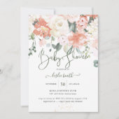 Invitation Elégant Peach Peonies Crème Rose Baby shower (Devant)