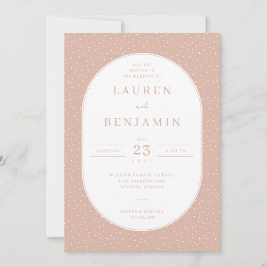 Invitation Elegant Peach Polka Dots (Devant)