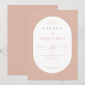 Invitation Elegant Peach Polka Dots (Devant / Derrière)