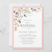 Invitation Elégant Peach Rose Aquarelle Mariage Floral (Devant)