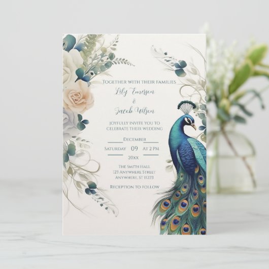Invitation Elégant Peacock (Debout devant)