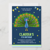 Invitation Élégant Peacock Anniversaire de enfant Party Invit (Devant)