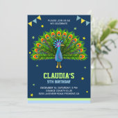 Invitation Élégant Peacock Anniversaire de enfant Party Invit (Debout devant)