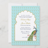Invitation Elégant Peacock Aqua & or Mariage indien (Devant)