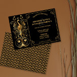 Invitation Elégant Peacock Art Déco Noir et Or Vintage<br><div class="desc">Elégant Peacock Art Déco Invitation Vintage Noir et Or</div>