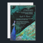 Invitation Elégant Peacock avec Vintage Scrolls Mariage indie<br><div class="desc">Cette suite d'invitation dispose d'un corps regal et élégant, vue latérale d'un oiseau paon avec des plumes de queue étalées. Beau, classe, vintage style fait un design magnifique pour un Faire-part de mariage indien. Une mise en page de texte décalée et moderne fait une déclaration de design étonnante qui donnera...</div>