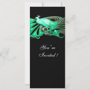 INVITATION ELEGANT PEACOCK DE GREEN AND BLACK