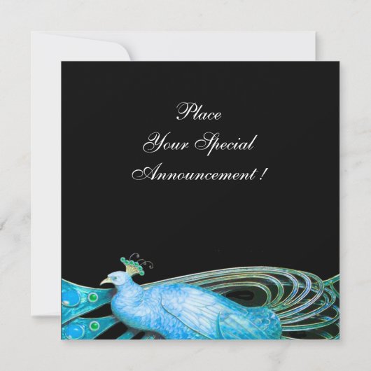 INVITATION ELÉGANT PEACOCK EN BLEU NOIR TURQUOISE MARIAGE (Dos)