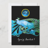 INVITATION ELÉGANT PEACOCK EN BLEU NOIR TURQUOISE MARIAGE (Devant)