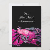 INVITATION ELÉGANT PEACOCK EN FUCHSIA, ROSE ET NOIR (Dos)