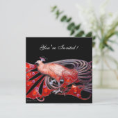 INVITATION ÉLÉGANT PEACOCK EN ROUGE ET NOIR (Debout devant)