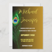 Invitation Elégant Peacock Feather & Rose Mariage personnalis (Dos)