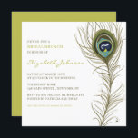 Invitation Elégant Peacock Feather Vintage Bridal Brunch<br><div class="desc">Famille Invitation et amis à votre brunch nuptial avec cette invitation fantaisiste. Il dispose d'une élégante plumes de paon. Cette invitation en plumes de paon est parfaite pour gatsby et autres brunch vintage. Personnalisez en ajoutant le nom,  la date,  l'heure,  le lieu et d'autres détails de l'événement.</div>