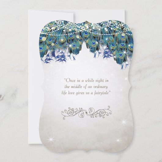 Invitation Elégant Peacock Feathers Turquoise bleu vert turqu (Dos)