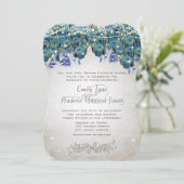 Invitation Elégant Peacock Feathers Turquoise bleu vert turqu (Debout devant)