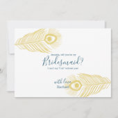 Invitation Elégant Peacock Or Be My Bridesmaid Card (Devant)