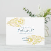 Invitation Elégant Peacock Or Be My Bridesmaid Card (Debout devant)