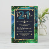 Invitation Elégant Peacock Parties scintillant Agate Annivers (Debout devant)