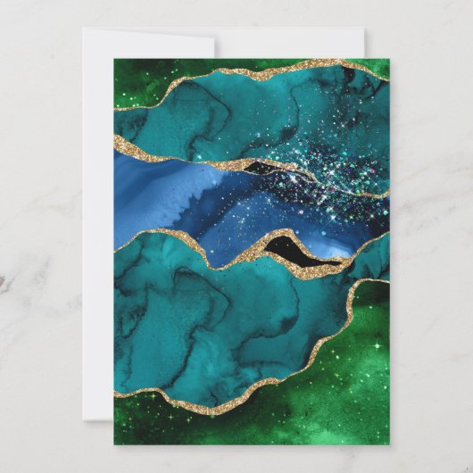 Invitation Elégant Peacock Parties scintillant Agate Annivers (Dos)