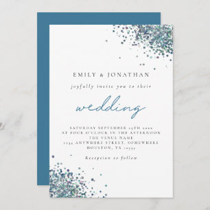 Invitation Elégant Peacock Parties scintillant bleu Mariage