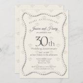 Invitation Elegant Pearl 30e anniversaire mariage damask (Devant / Derrière)