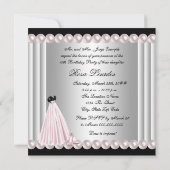 Invitation Elégant Pearl argent Quinceanera rose (Dos)