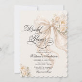 Invitation Elegant Pearl Bow Floral Bridal Shower (Devant)