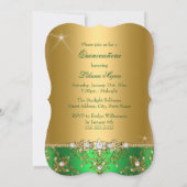 Invitation Elegant Pearl Damask Green Quinceanera (Dos)